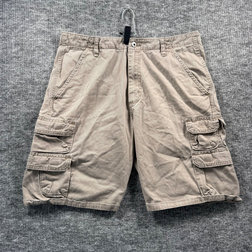 Wrangler Authentics Mens Cargo Shorts Tan Khaki Cotton Relaxed Fit Size 33